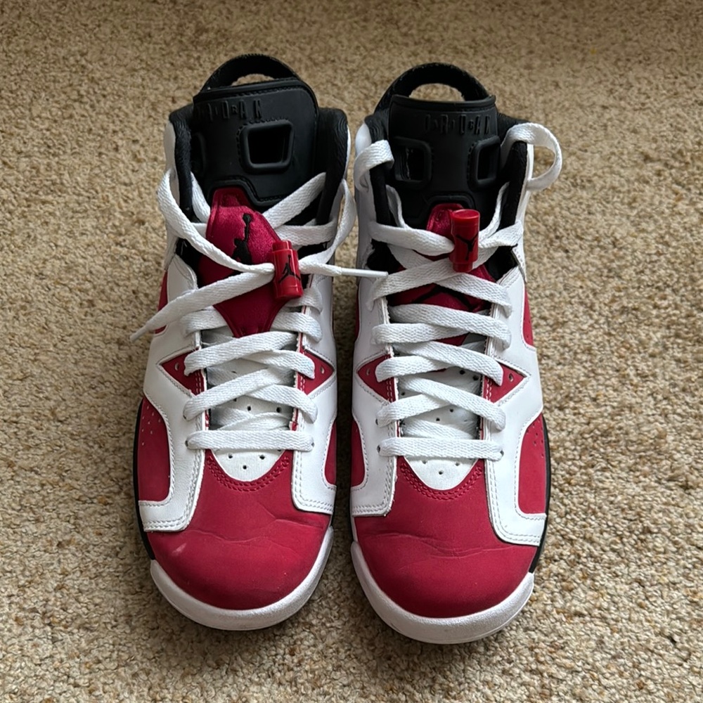 Jordan Nike Carmine 6 Red and White High-Top Sneakers